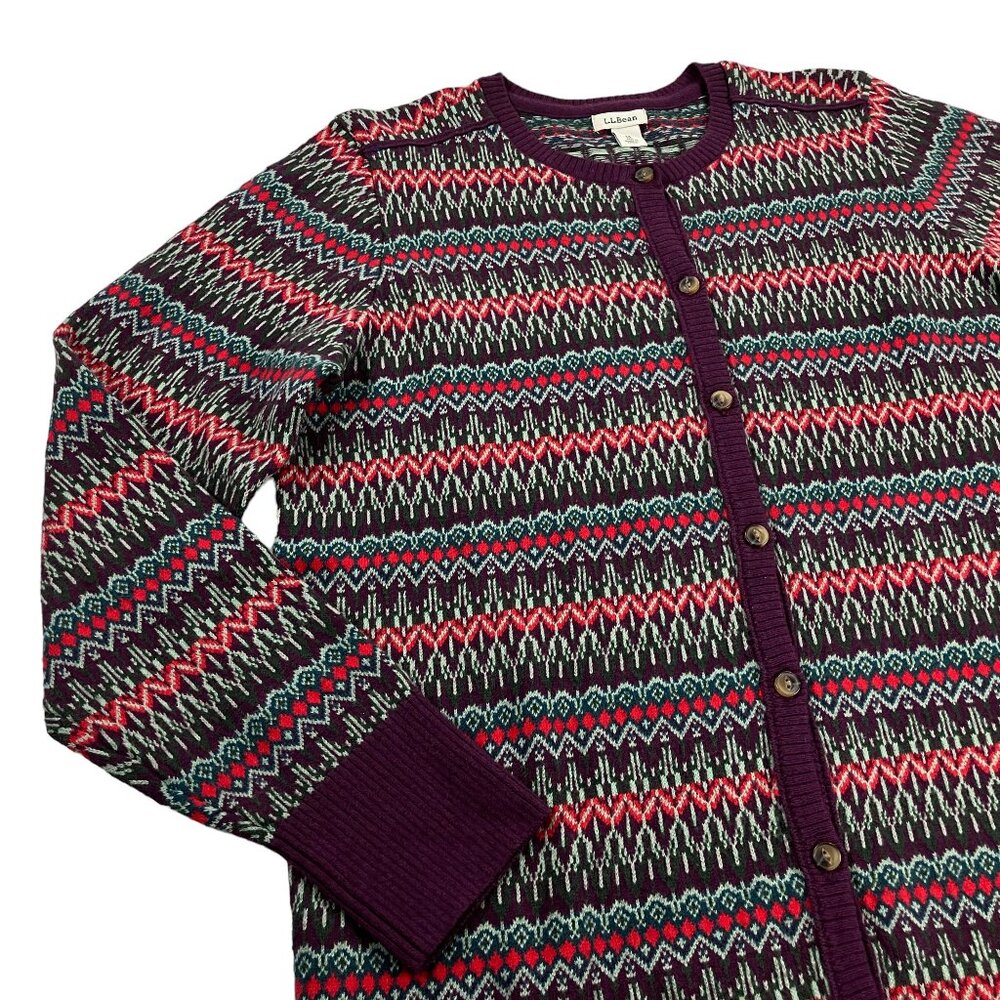 L.L. Bean Multicolor Patterned Cardigan - Picture 3 of 10